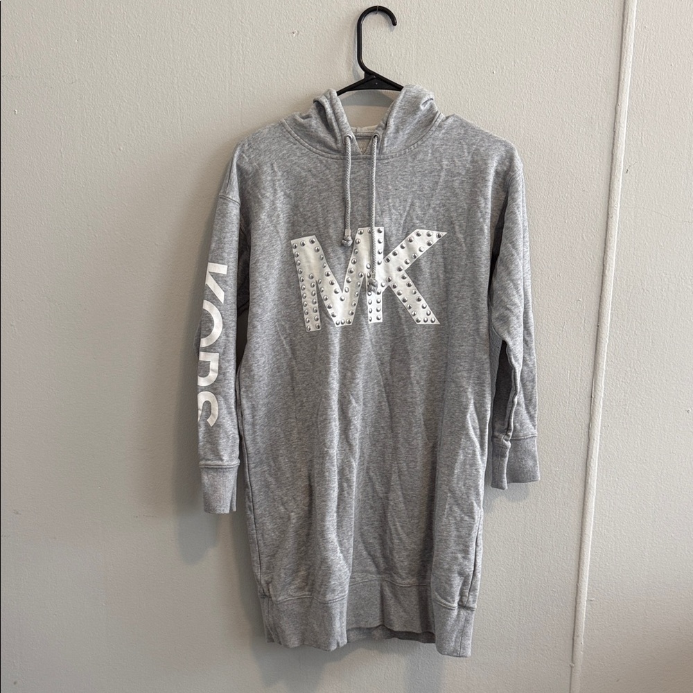 Michael Kors Heather Gray Logo Hoodie Dress